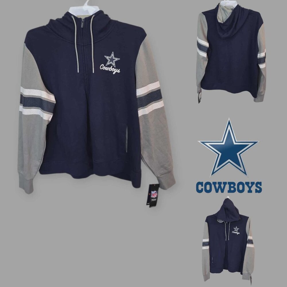 Fanatics  Dallas Cowboys Full Zip Navy Hooded  Sweater Jacket  Womens  3XL